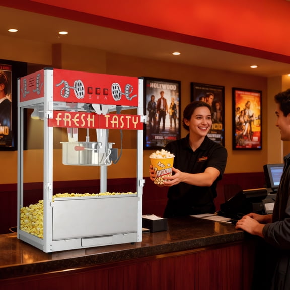 Commercial Popcorn Machine, 30 Oz Kettle, 1600 W, Movie Theater Popcorn Machine, Red Tabletop Popcorn Machine with 3-Switch Control ,Popcorn Machine Maker for Home, Theater, Parties, Red