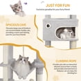 thumbnail image 4 of Hzuaneri Cat Tree, 70.1" Tall Multi‑Level Indoor Cat Tower with Scratching Posts, Large Platform, Caves & Hanging Basket, Light Gray, 4 of 14