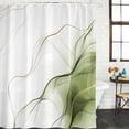 thumbnail image 3 of Marble Sage Green Waterproof Fabric Shower Curtain,Gold White Modern Gradient Ocean Wavy Waterproof Fabric Shower Curtain for Bathroom Curtains Bathtubs Shower Curtains with 12 Hooks Long 72x78in, 3 of 8