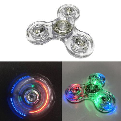 2 PACK LED Lights Glowing Tri Fidget Hand Spinner Finger Focus Toy Anti-Stress 