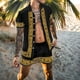 thumbnail image 2 of Conjuntos de hombre 2022, camisa informal de manga corta con solapa de retales estampada, pantalones cortos de playa, ropa de calle de verano, trajes hawaianos para vacaciones, S-3XL para hombre Tan Jianjun unisex, 2 of 2