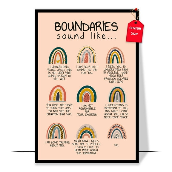 LOLUIS Boundaries Poster, Mental Health Poster for Classroom School Counsellor (Unframed 11"x17")