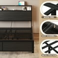 thumbnail image 7 of LIFEZONE Rustic Full Size Medium Density Fiberboard Platform Bookcase Bed with 4 Drawers, Grey, 7 of 7