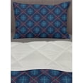 thumbnail image 3 of Nordic Comforter & Sham Bedding Set, Checkered Pattern with Vintage Snowflake Motifs Norwegian Traditional Xmas, 3 pcs Duvet Set Microfiber Filling Quilt, 5 Sizes, Blue Beige Scarlet, by Ambesonne, 3 of 4