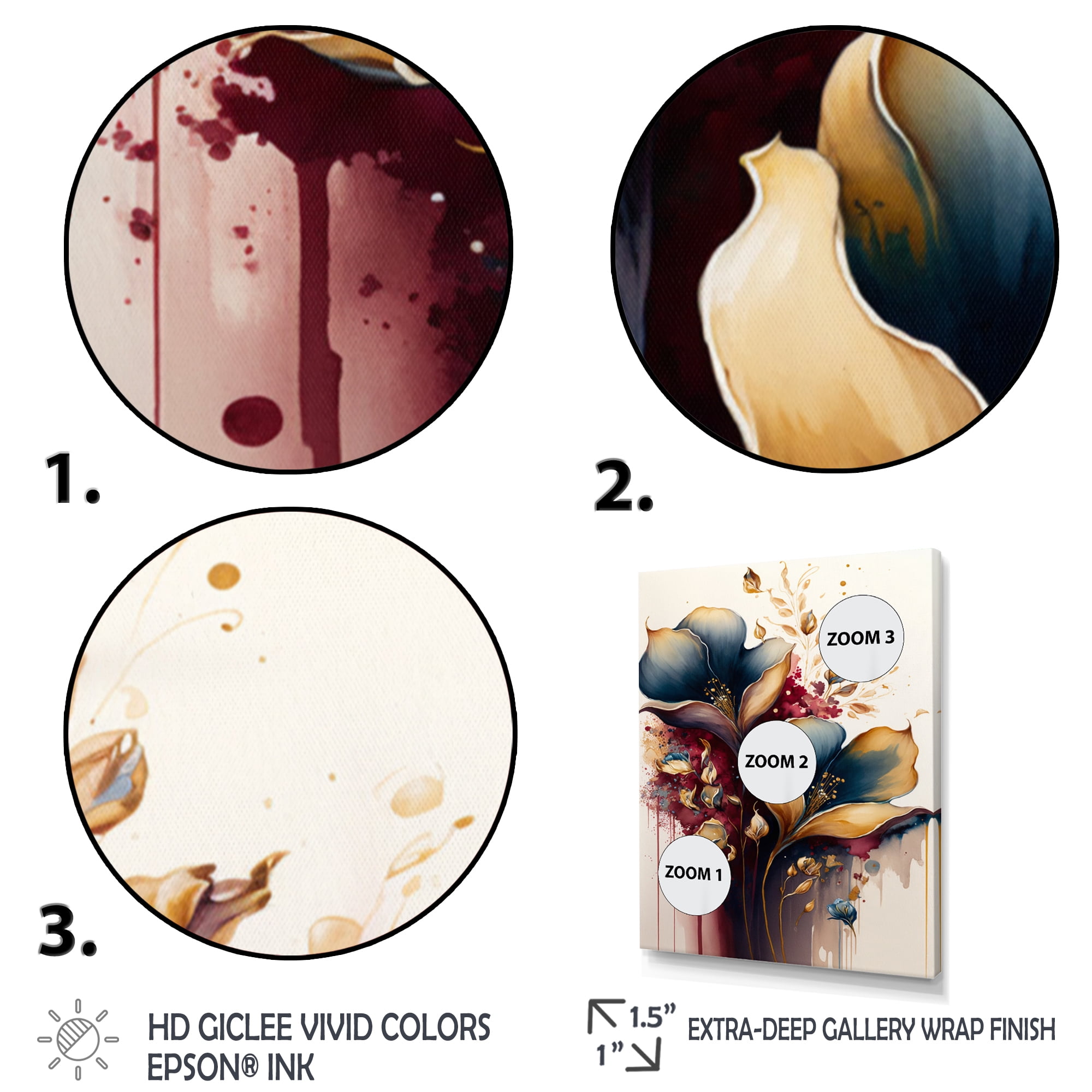 Designart Blue And Burgundy Cally Lily Bouquet II Canvas Wall Art
