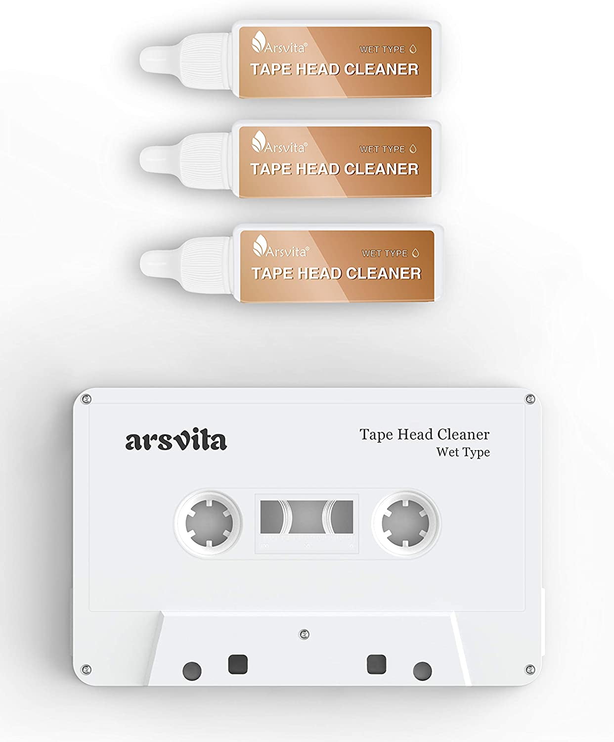 Audio Tape/Cassette Head Cleaner with 3 Cleaner Solutions