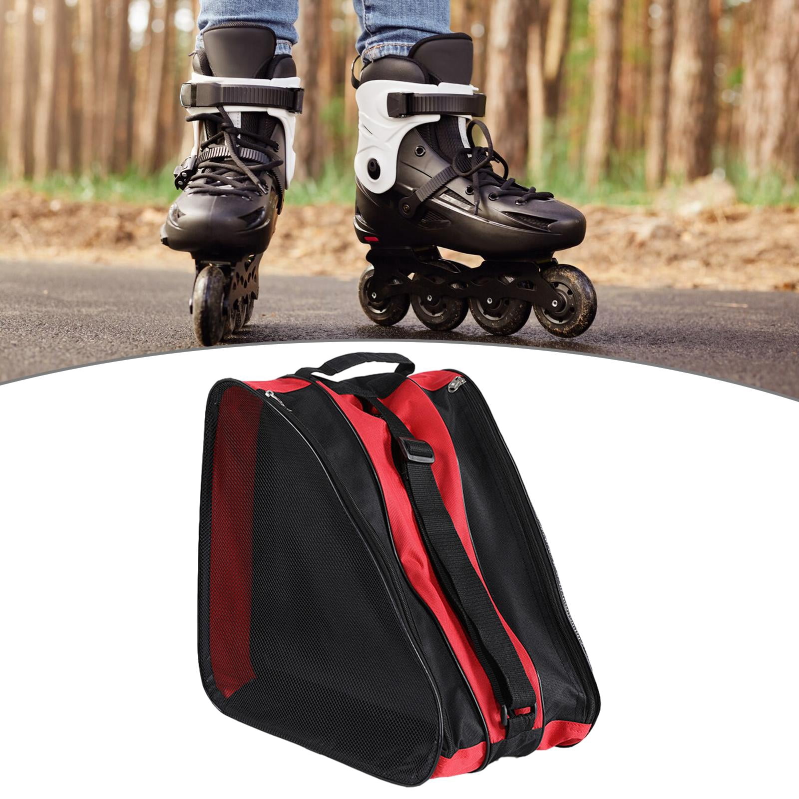 Roller Skates Bag Skating Shoes Bag Ice Skates Bag Roller Skates Storage Bag Portable Top Handle Case Inline Skates Bag Red