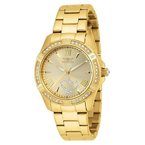 Invicta Women's 21384 Angel Crystal-Accented 18k Gold Ion-Plated Stainless  Steel Watch