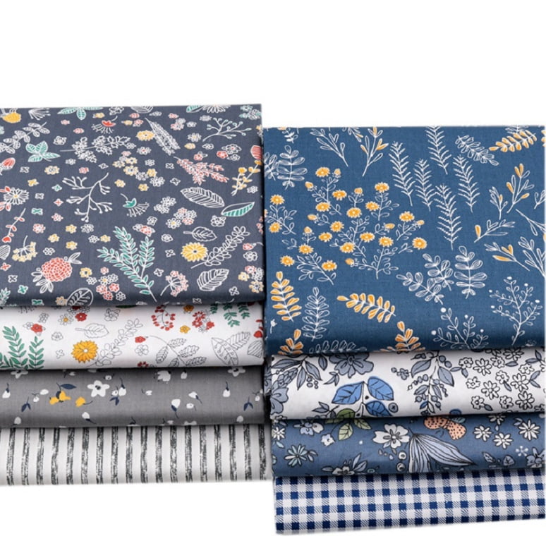 8Pcs 19.7x19.7 inch Quilting Cotton Fabric Squares, Floral Fabric for Sewing Crafts, Quilt Squares Fat Quarters Fabric Bundles, Soft Cotton for DIY Projects & Beginners Grey
