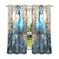 thumbnail image 2 of Peacock Painting Flowers Blackout Curtains Thermal Insulation 63 inch Grommet for Bedroom Living Room Bathroom Kitchen Windows 2 Pack, 2 of 6