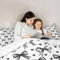 thumbnail image 5 of Homewish Cute Loves Pattern Bedding Comforter Set,Cartoon Ribbon Bowknot Twin Comforter Sets,White Black Bedding Set For Girl Kids,Ultra Soft Home Decor Reversible,2 Pieces, 5 of 8
