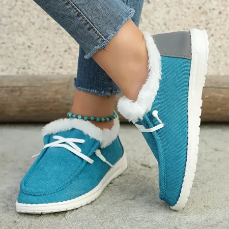 

Women‘s Low Top Fleece Liner Thermal Loafers Flat Lace Up Slip On Shoes Women‘s Footwear