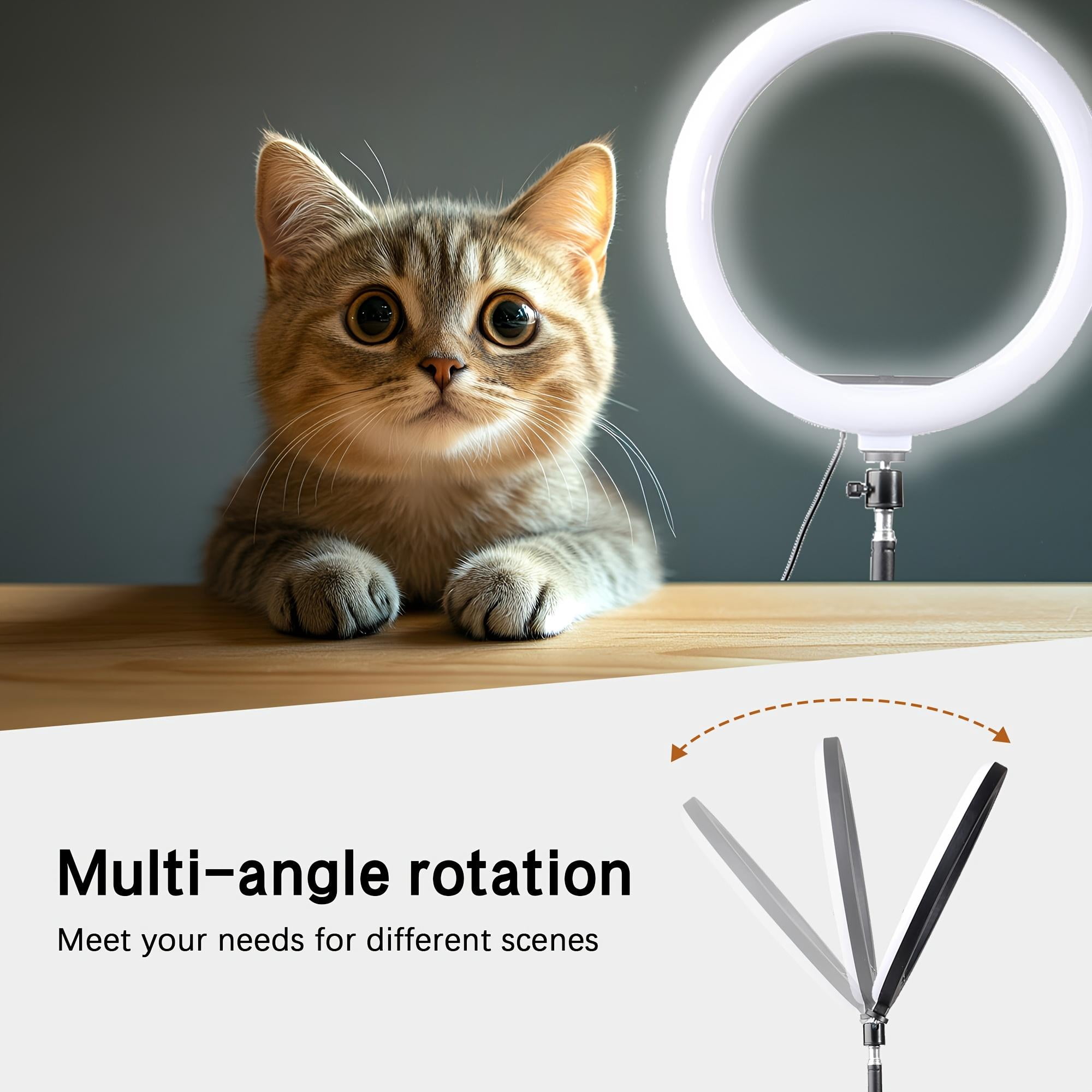 UEGOGO 12" LED Ring Light with Extendable Tripod, 360º Tripod Ball Head, 2 Count Mobile phone clip