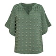 thumbnail image 1 of Blouses pour Femmes Manches Courtes Col en V Pompon Chemises en Chiffon Décontractées,S,, 1 of 8
