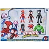Team Spidey & Friends Ghost-Spider, Spidey, Miles Morales, Ms. Marvel, Black Panther, Hulk & Trace-E Action Figure 7-Pack