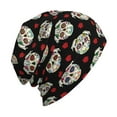 thumbnail image 6 of Rocae colorful Skull dog flower for Beanies Hats for Men Women Warm Chunky Knit Hats Winter Adult Milk Silk Knitted Beanie, 6 of 7