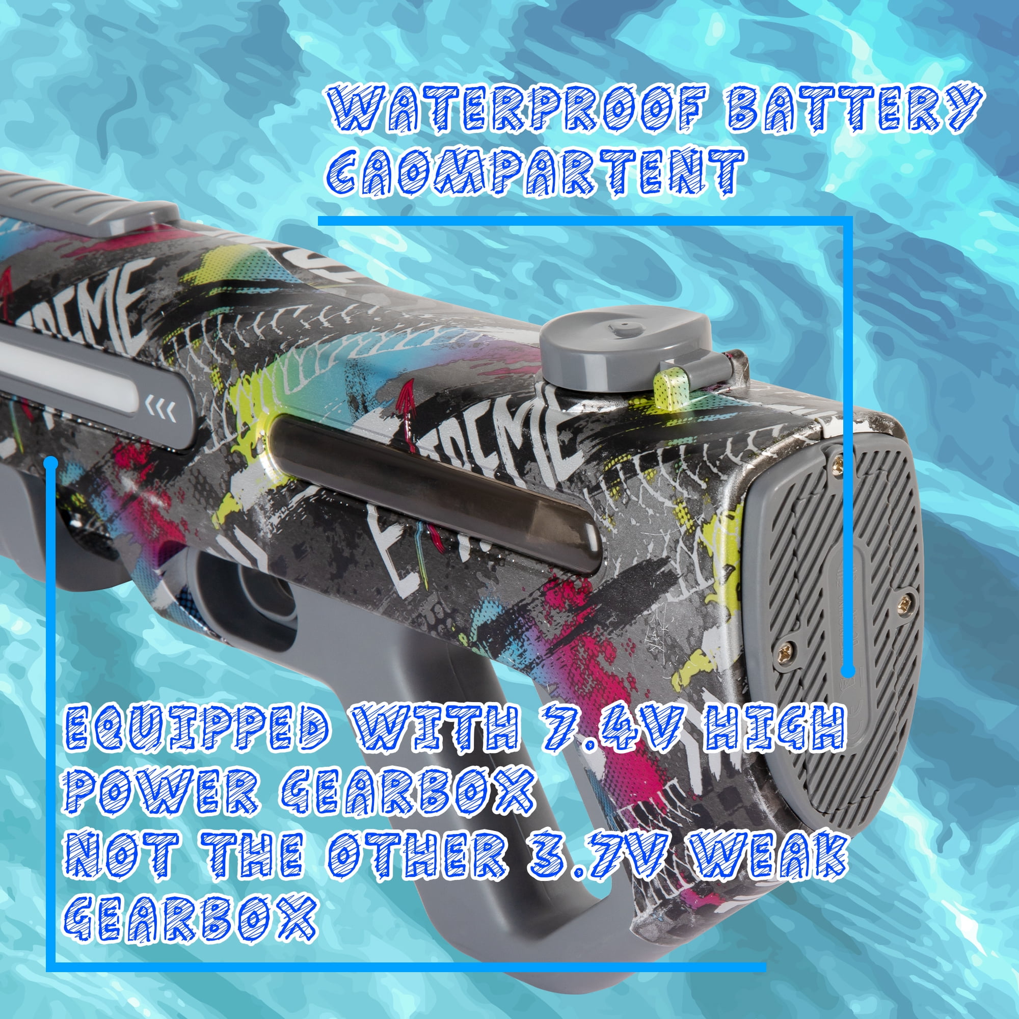 EMERBU Electric Water Gun for Ages 15+ Rechargeable with LED Light Outdoor Water Blaster