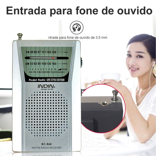 Portable AM FM Radio BC-R60 2AA Battery Operated with Speaker