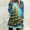 thumbnail image 2 of Christmas Clothes for Women Pullover Sweaters 2 Pockets Crewneck Graphic Soft Flannel Tunic Tops for Leggings (XL, Blue), 2 of 6