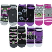 Star Wars Baby Yoda Cutest in the Galaxy Juniors/Womens Ankle Socks, 5 Pack, Size 4-10
