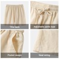thumbnail image 3 of Hombre Lino Casual Clásico Shorts Cintura Elástica Verano Playa Ligero Tablero Slim Fit con Bolsillos, 3 of 6