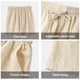 thumbnail image 3 of Pantalones cortos clásicos de lino para hombre, cintura elástica, verano, playa, tablero ligero, ajuste delgado con bolsillos, 3 of 6