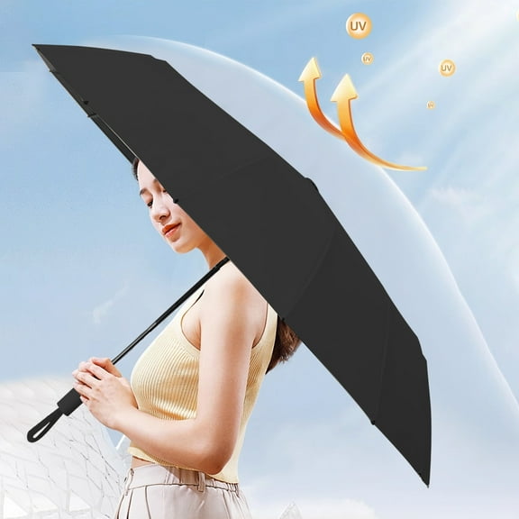 Fully Automatic 10-Rib Umbrella - Foldable UV Protection and Rain Umbrella, Wind-Resistant Design, Easy One-Handed Operation, Compact for Travel, Durable Black Rubberized Coating