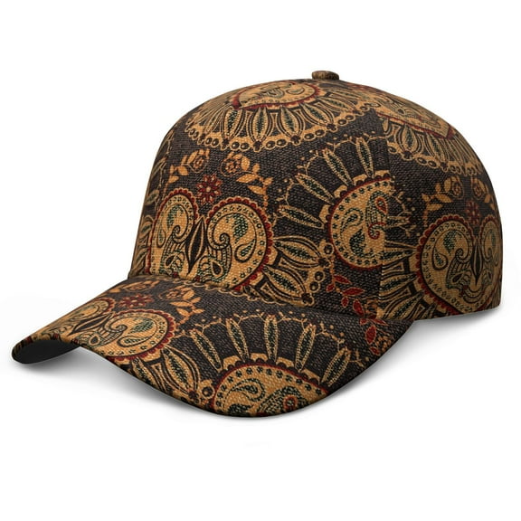 Decorative Paisley Print Snapback - Minimalist Unisex Cap for Casual & Sporty Styles
