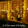 thumbnail image 2 of Guirnalda de luces LED de carámbano, 16.4 pies, 216 cortinas LED, luces de hadas estrelladas, inserción de boda, fiesta, jardín MFZFUKR CPB-US-DYP876-1, 2 of 5