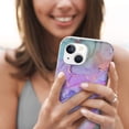 thumbnail image 6 of Feishell Marble Pattern Case for iPhone 15, Full Body Protection Hybrid Shockproof Phone Cover,  Slim Lightweight Fashion Case for iPhone 15 Women Girls - Purple Marble, 6 of 6