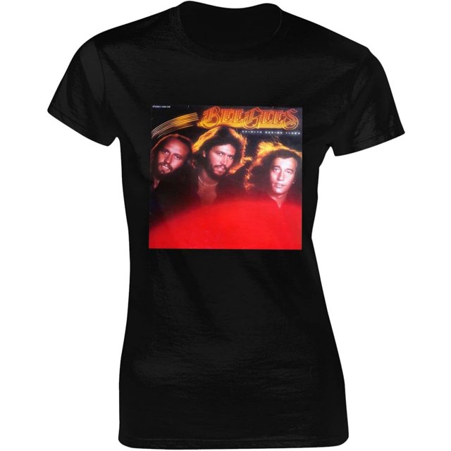 Bee Gees T-Shirt à Manches Courtes pour Femmes en Coton, Col Ras du Cou, Chandails Décontractés à Imprimé, Noir