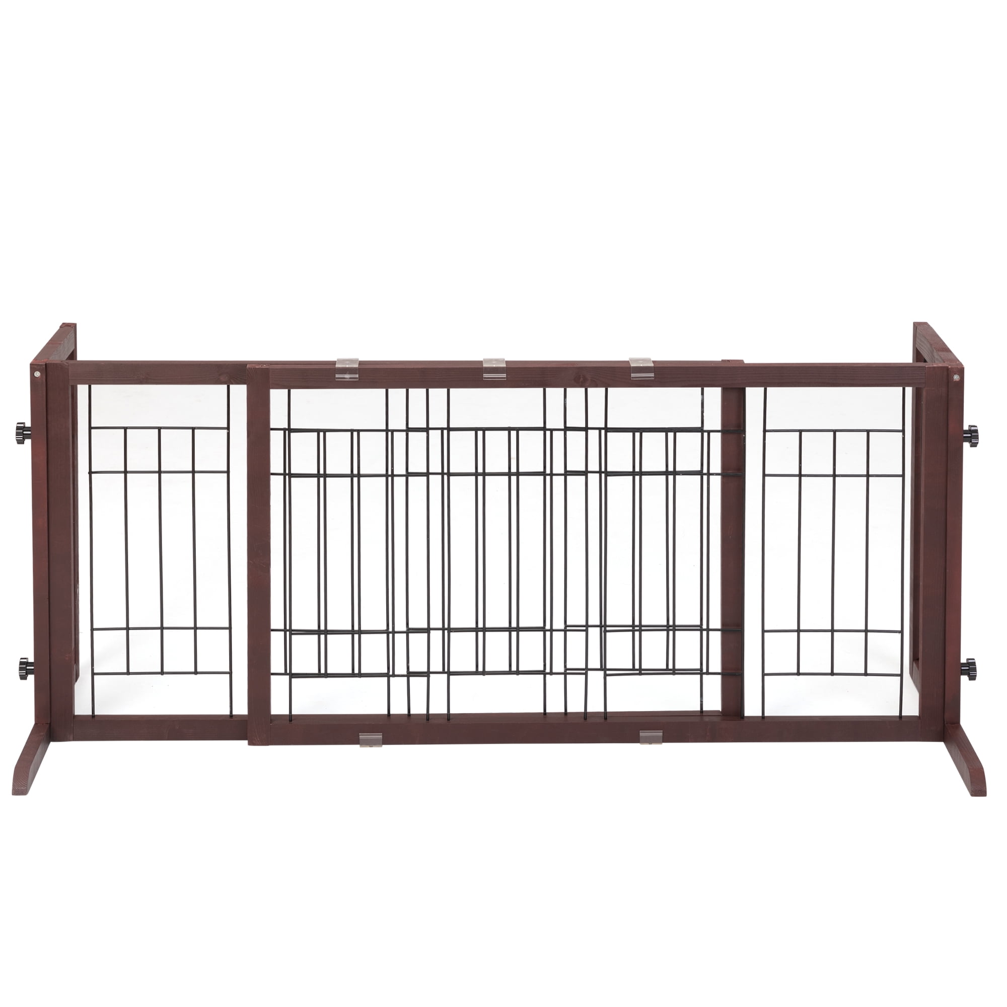 Pefilos Freestanding Dog Gate 38"-71" Adjustable, Wood Pet Gate for Indoor Dogs Fence for Doorways, Stairs, Brown Pefilos Freestanding Dog Gate 38"-71" Adjustable, Wood Pet Gate for Indoor Dogs Fence for Doorways, Stairs, Brown
