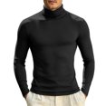 thumbnail image 6 of TOUMENY Men High Neck Top Long Sleeve Slim Fit Solid Casual Sweater Pullover Cotton Fashion Breathable Quick Dry Winter Sweater Black L, 6 of 6