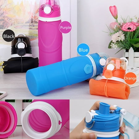 Collapsible Water Bottle 20oz BPA-Free Leak-Proof Lightweight Silicone Sports Travel Camping Water