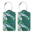 thumbnail image 3 of Honeii Peacock And Flowers Print Leather Luggage Tag for Suitcases,ID Tags,Bag Tags for Luggage,Functional Travel Tag-2 PCS, 3 of 5