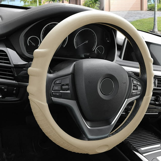 FH Group, Silicone Steering wheel cover Grip Marks Design Beige For Auto