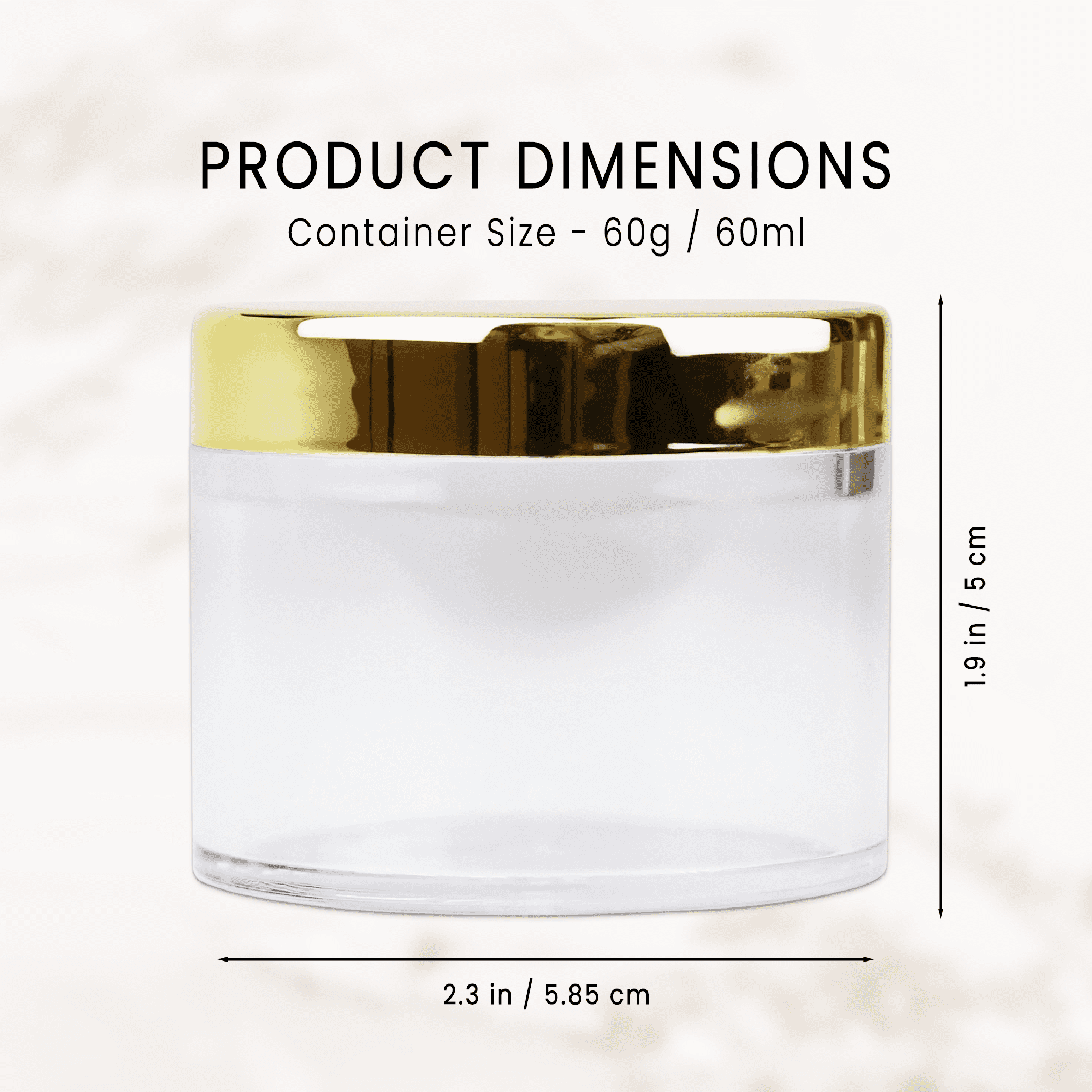 2oz/60g/60ml High Quality Acrylic Leak Proof Clear Container Jars with Gold Lids 36pcs