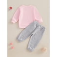 thumbnail image 4 of aturustex Toddler Baby Girl 2Pcs Tracksuits Outfits 3M 6M 12M 18M 2T 3T Infant Long Sleeve Sweatshirt Bow Print Pullovers Crew Neck Tops + Sweatpants uits Kids Cute Daily Spring Fall Clothes, 4 of 7