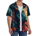 thumbnail image 2 of Balery Colorful Flower Goat Camisa Casual de Manga Corta con Botones para Hombre, Texturizada, Estilo Cubano, para Playa, Verano-X-Large, 2 of 5