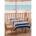 thumbnail image 2 of 54x80 Inch Outdoor Tablecloth with Umbrella Hole Zipper Rectangle Navy Blue Pink Striped Rectangular Tablecloths Outside Waterproof Modern Minimalist Ombre Lines Patio Table Cover for Picnic Party, 2 of 8