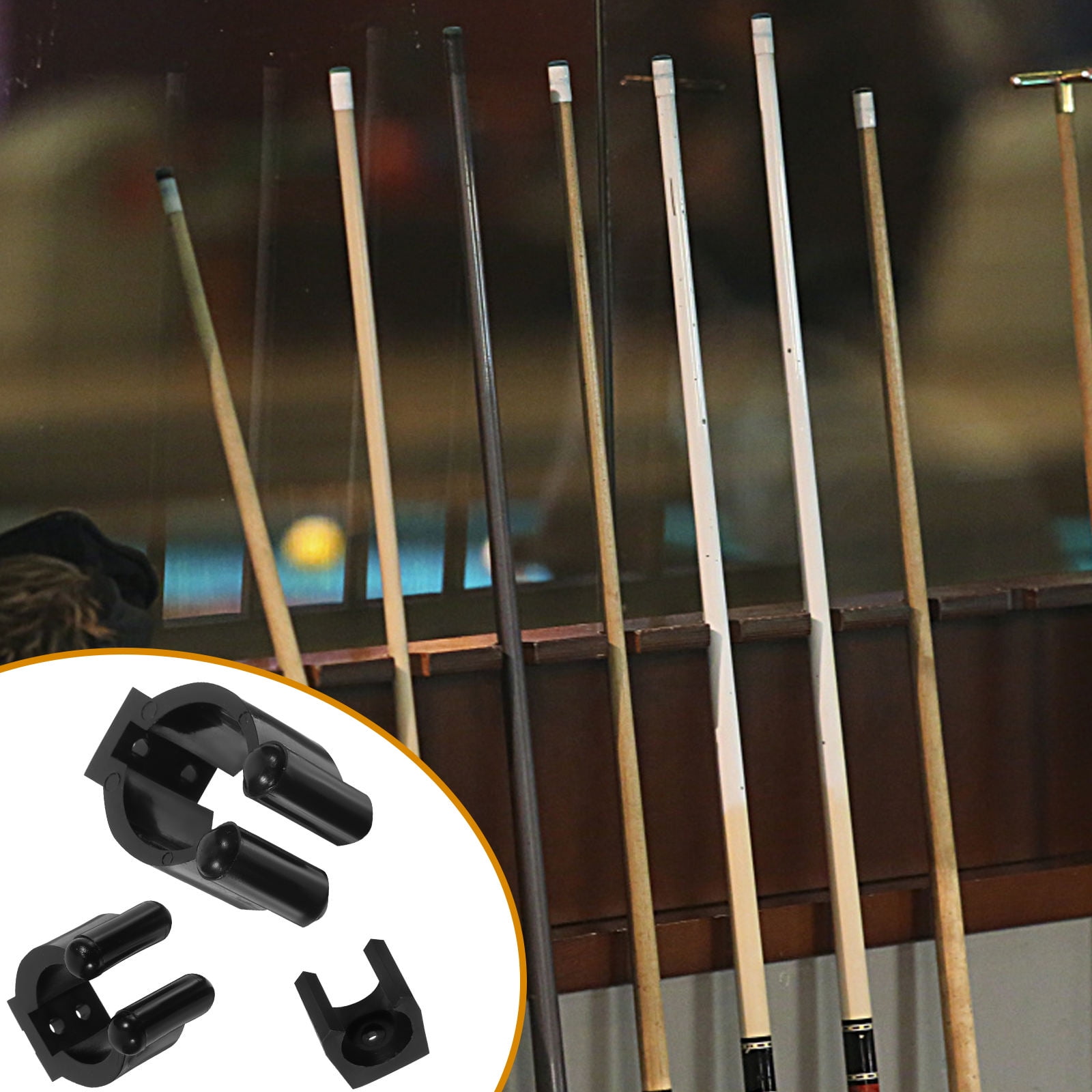 LOLIPPYY Wall-Mounted Fishing Rod and Pool Cue Rack Black Space-Saving 15Pcs