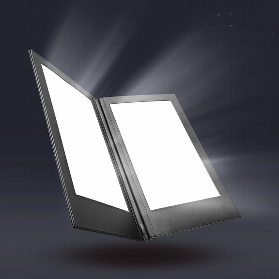 WeChef LED Back Lit Light Menu Holder Cover Folding Double Panel Fits 8"x14" Paper for Hotel Club
