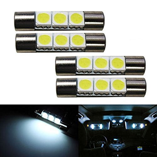4Pcs White 29mm 6614F Fuse Style 3-SMD LED Replace Bulb Car Vanity Mirror Lights 