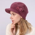 thumbnail image 2 of Audhol Berets Winter Warm Knitted Plain Dyed Colorful Hat Letter Charm Custom Knit Hat for Women Hat Hot Pink One Size, 2 of 9