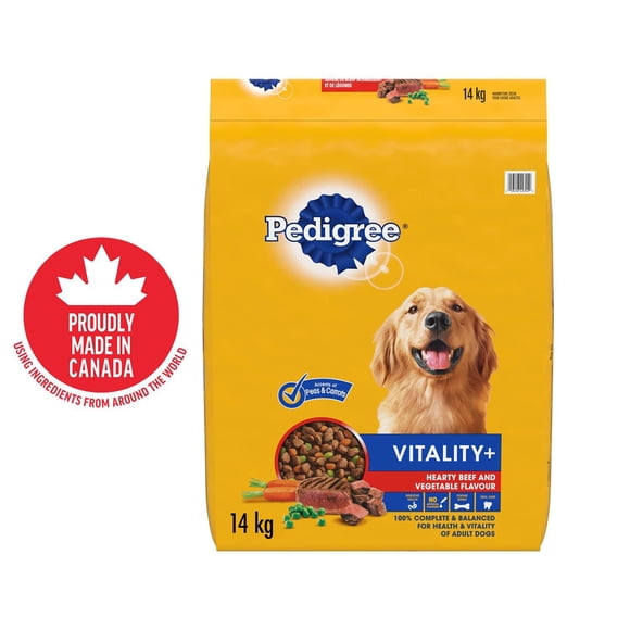 PEDIGREE Vitality+ Nourriture Sèche pour Chiens Adultes Saveur de Bœuf Copieux et de Légumes, Sac 14kg