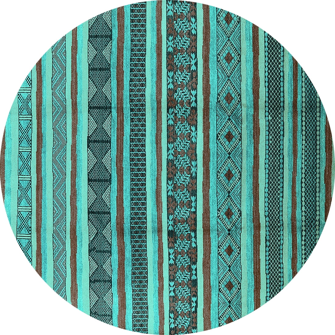 Ahgly Company Indoor Round Solid Turquoise Blue Modern Area Rugs, 8 ...