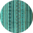 thumbnail image 1 of Ahgly Company Machine Washable Indoor Round Solid Turquoise Blue Modern Area Rugs, 7' Round, 1 of 4