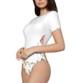 thumbnail image 2 of Haiem Watercolor Floral Women's Crew Neck Short Sleeve Bodysuit Tops Stretchy Slim Basic-Medium, 2 of 8