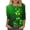 Y038#Green, variant on Ichuanyi Womens St. Patrick's Day 3/4 Length Sleeve Tops Crew Neck Basic Tees Shirts Casual Loose Fit Tunic Blouses