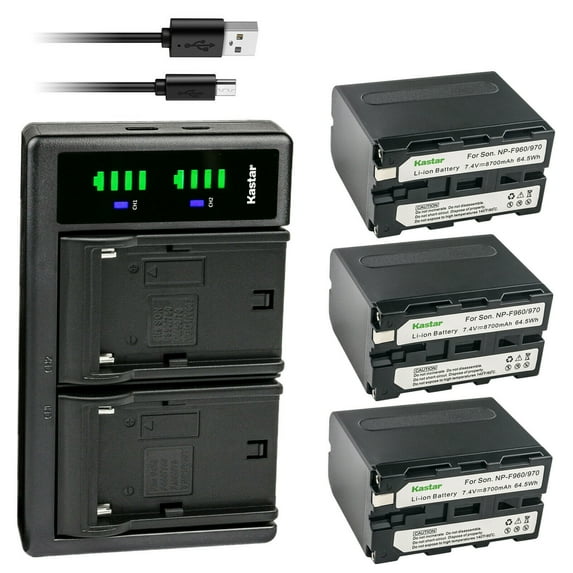 Kastar 3-Pack NP-F970 Battery and LTD2 USB Charger Compatible with LED Video Light CN-126 CN-160 CN-216 CN-304 CN126 CN160 CN216 CN304 VL600 YN300, GVM LED480 LED520 LED672 LED896 LED Video Light